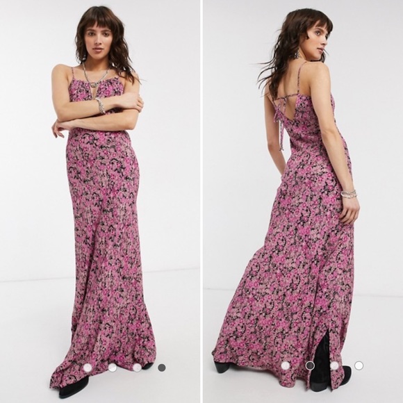 free people bon voyage maxi dress Free People Bon Voyage Maxi Dress Medium Floral Print Blue Multi